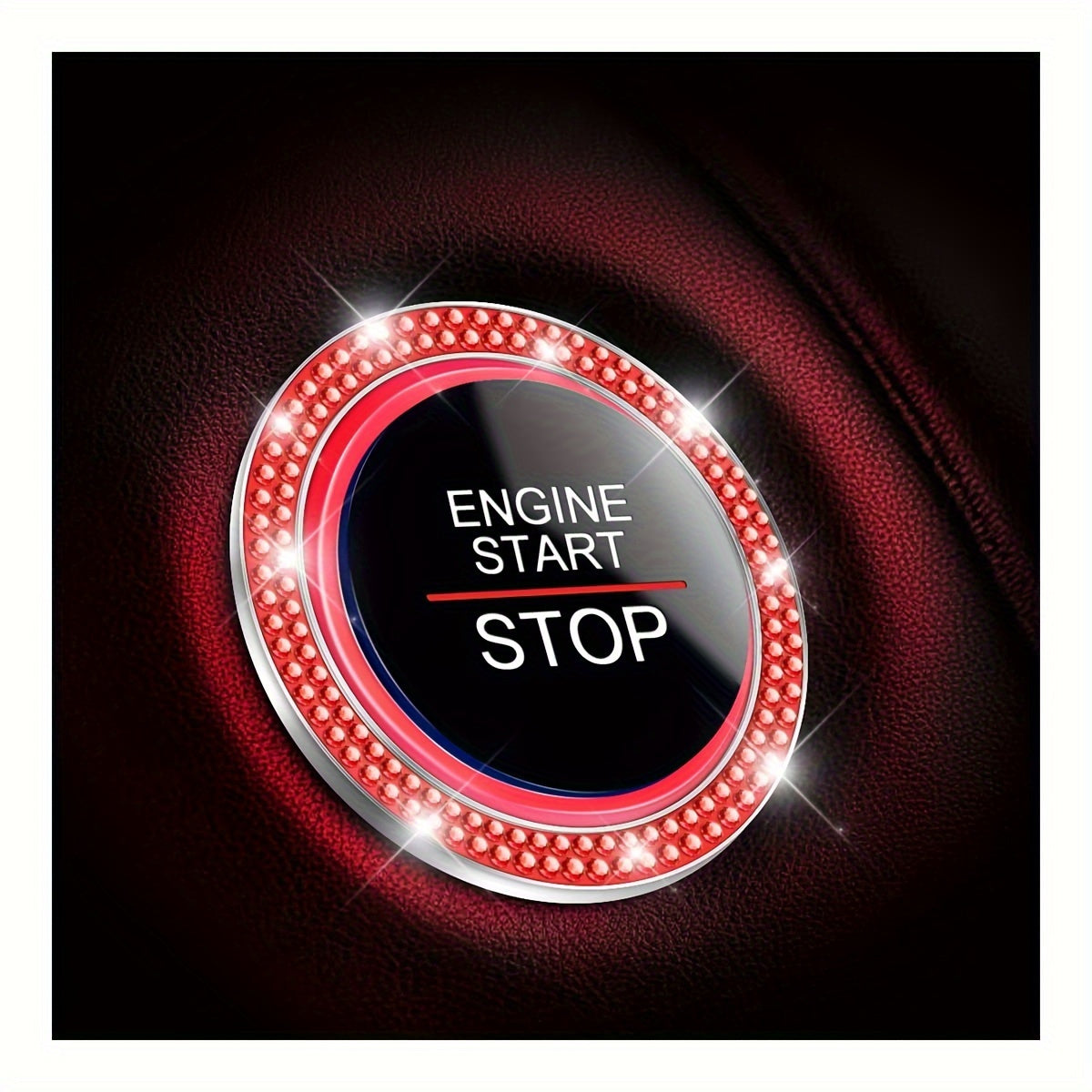 Car Push Start Button, Sparkling Car Interior Accessories for Women