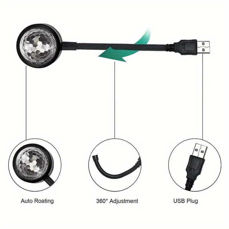 Sound Control Car Atmosphere USB Roof Lamp