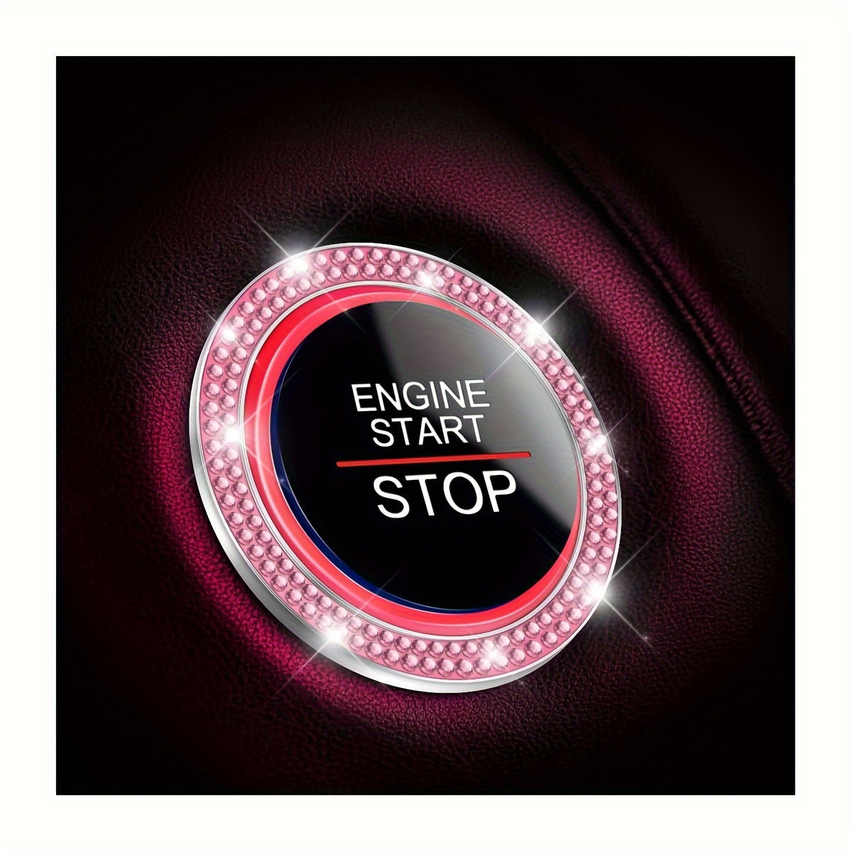 Car Push Start Button, Sparkling Car Interior Accessories for Women