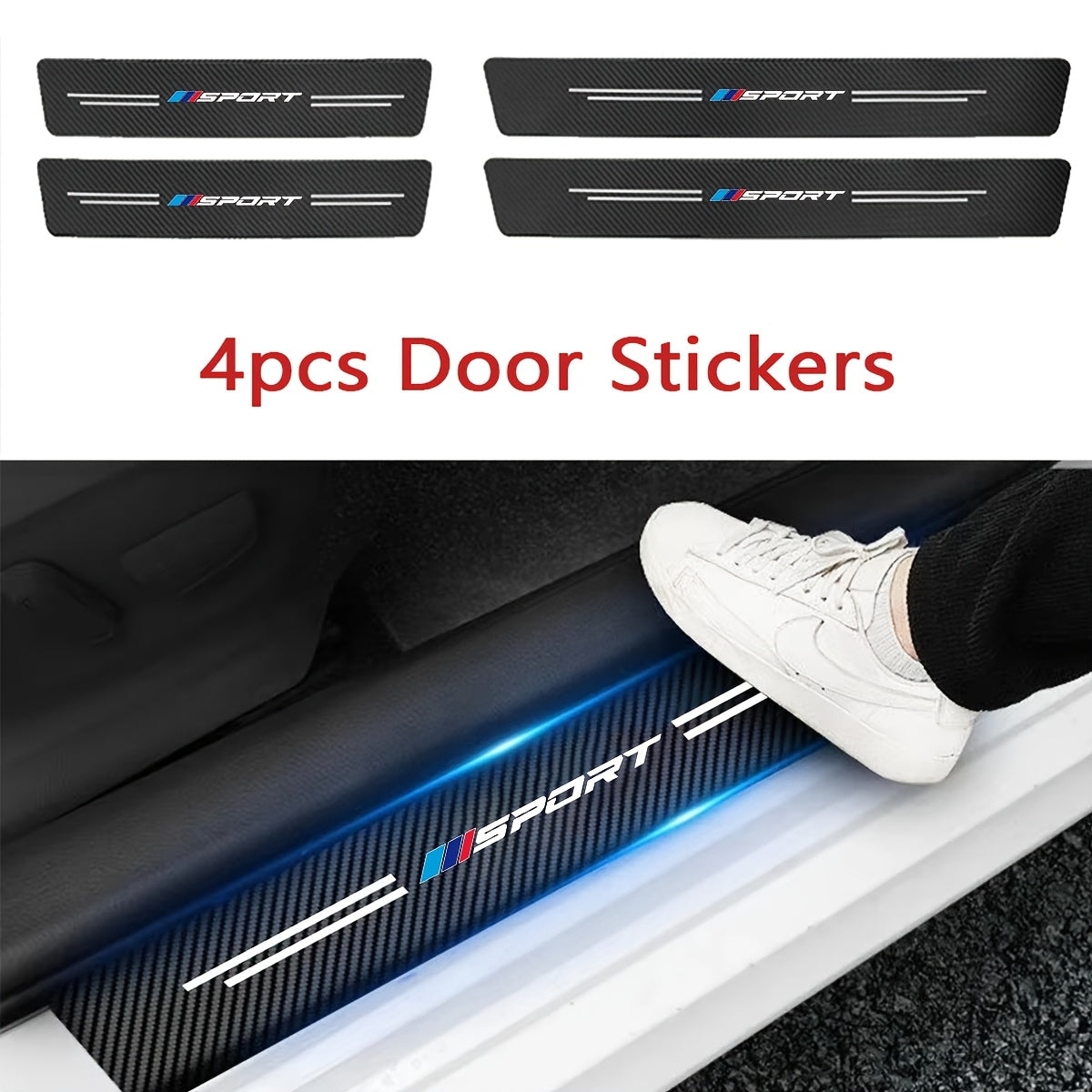 Premium Carbon Fiber-Style Leather Vinyl Door Sill & Rear Bumper Protector for BMW 1, 3, 5, 7, 2, 4, 6, X Series (X1, X3, X5, X6, X4)