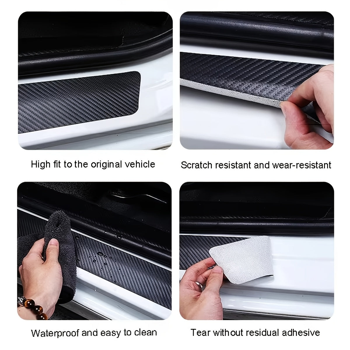 Premium Carbon Fiber-Style Leather Vinyl Door Sill & Rear Bumper Protector for BMW 1, 3, 5, 7, 2, 4, 6, X Series (X1, X3, X5, X6, X4)