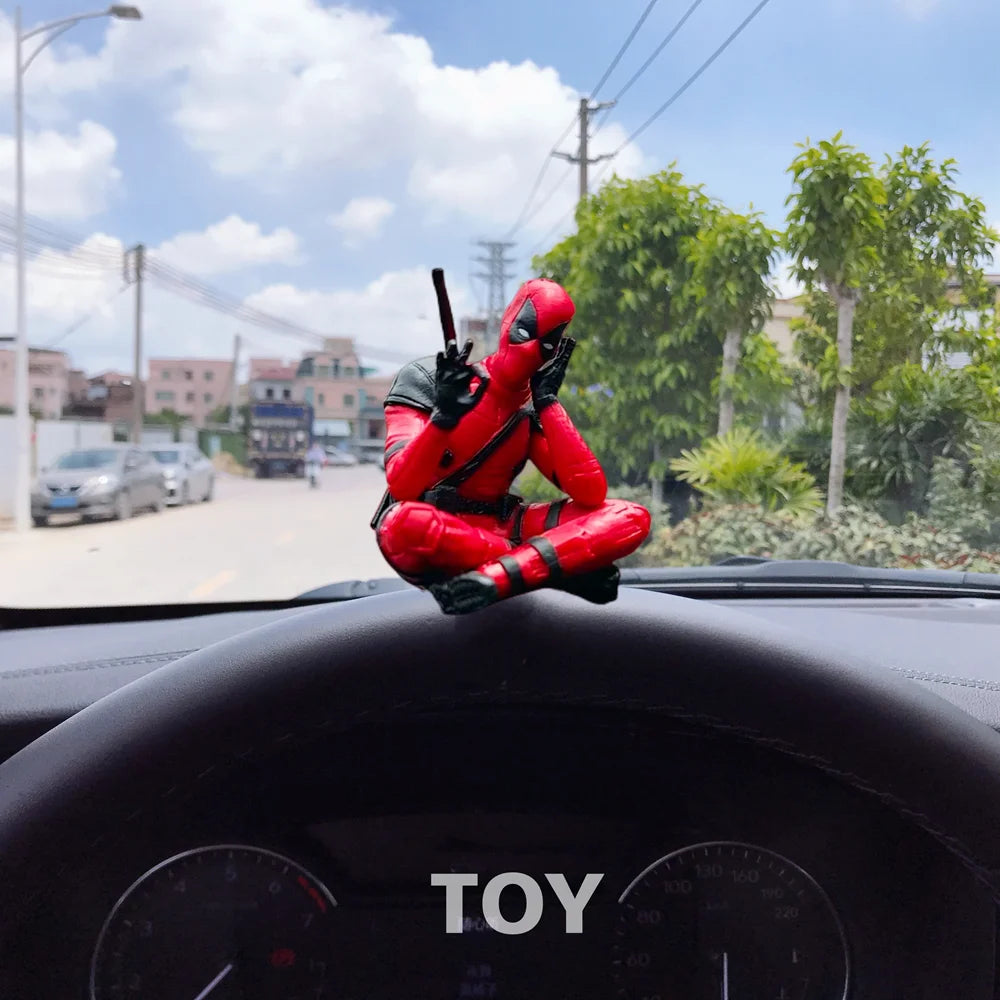 Anime Deadpool Action Figure Car Interior Decoration Toys Sitting Model X-Men Mini Figurine Pendant Car Accessories Kids Gift