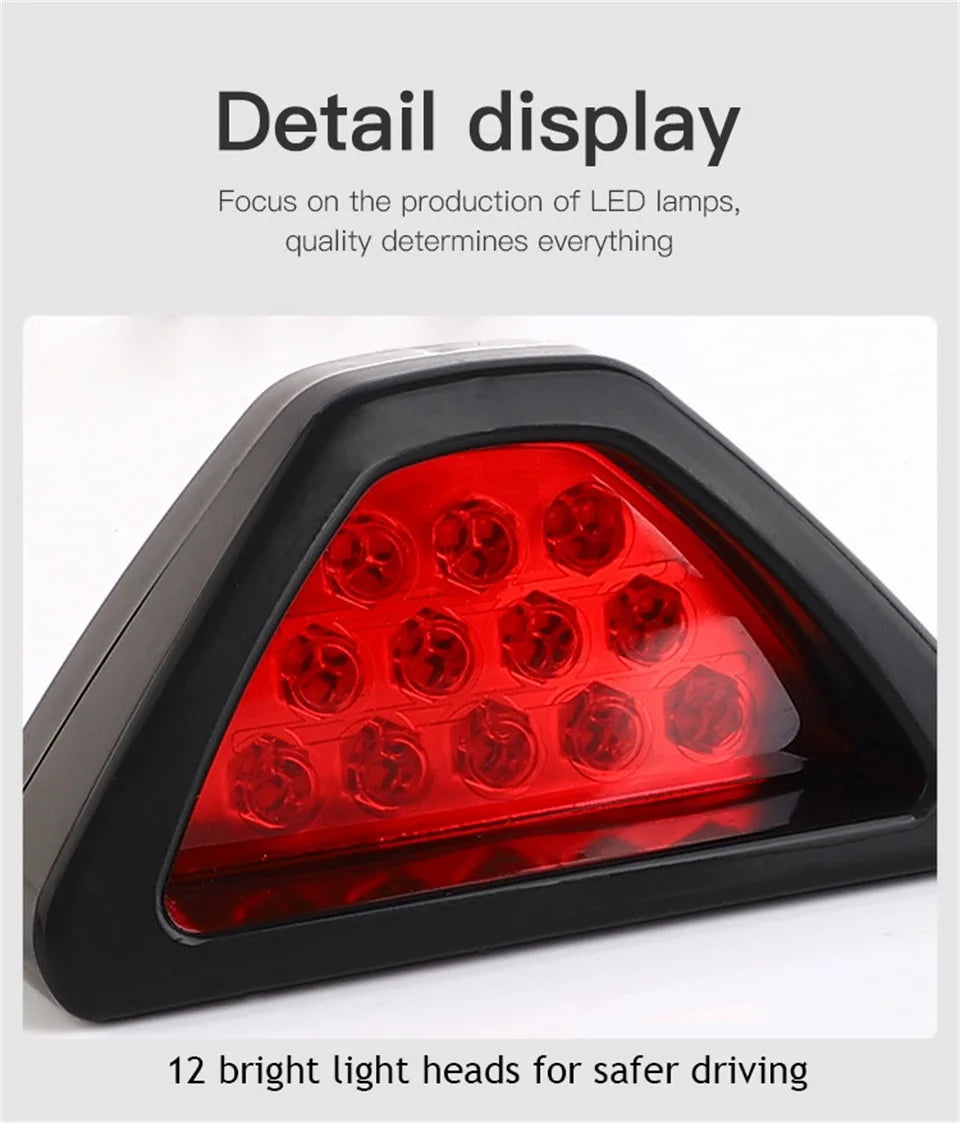 Triangle Brake Stop LED Light, Warning Rear Tail Light, Car Accessories.