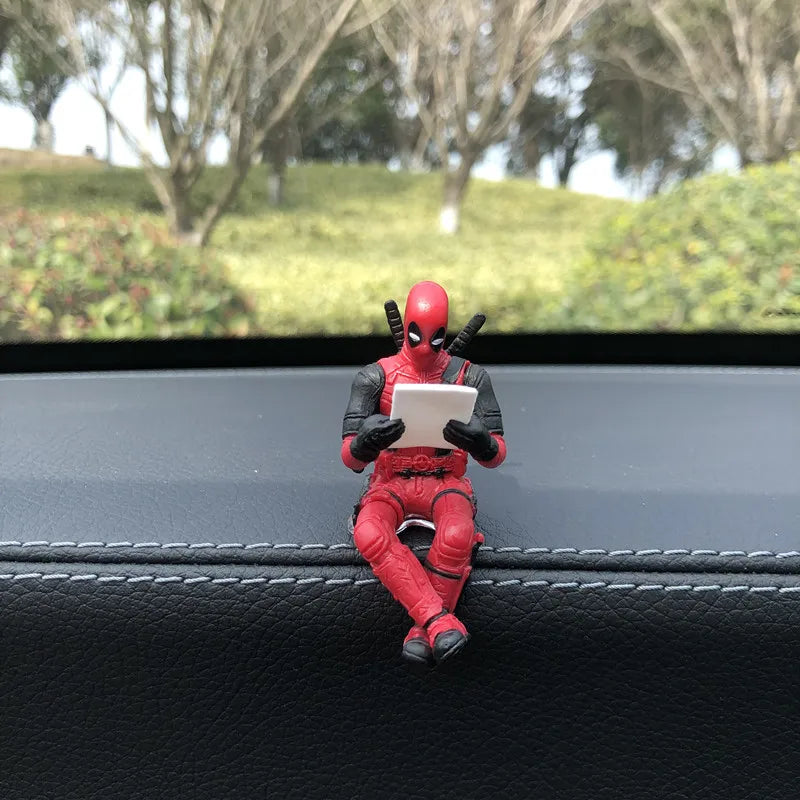 Anime Deadpool Action Figure Car Interior Decoration Toys Sitting Model X-Men Mini Figurine Pendant Car Accessories Kids Gift