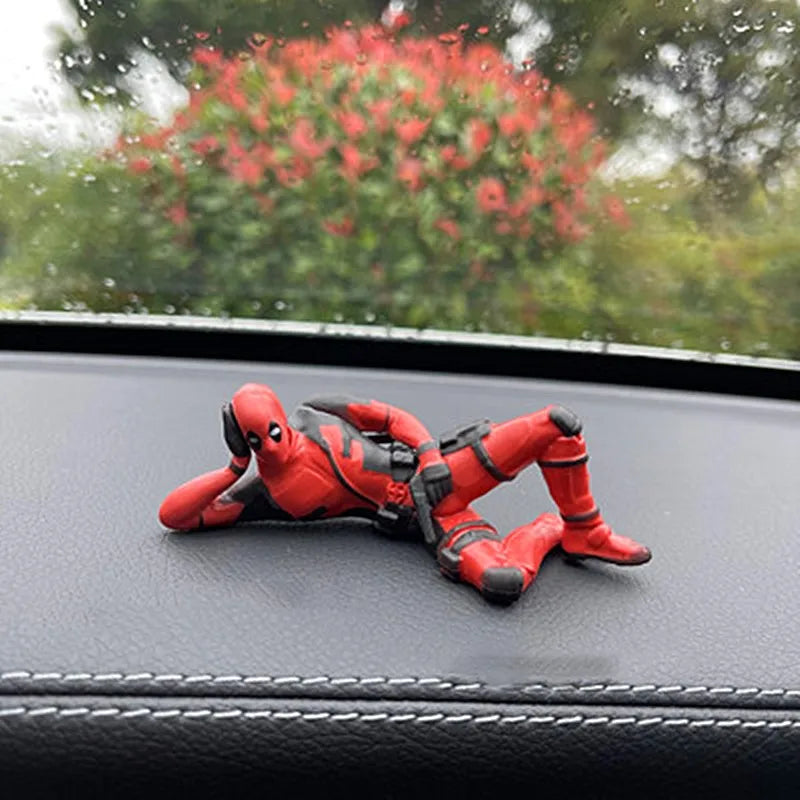 Anime Deadpool Action Figure Car Interior Decoration Toys Sitting Model X-Men Mini Figurine Pendant Car Accessories Kids Gift