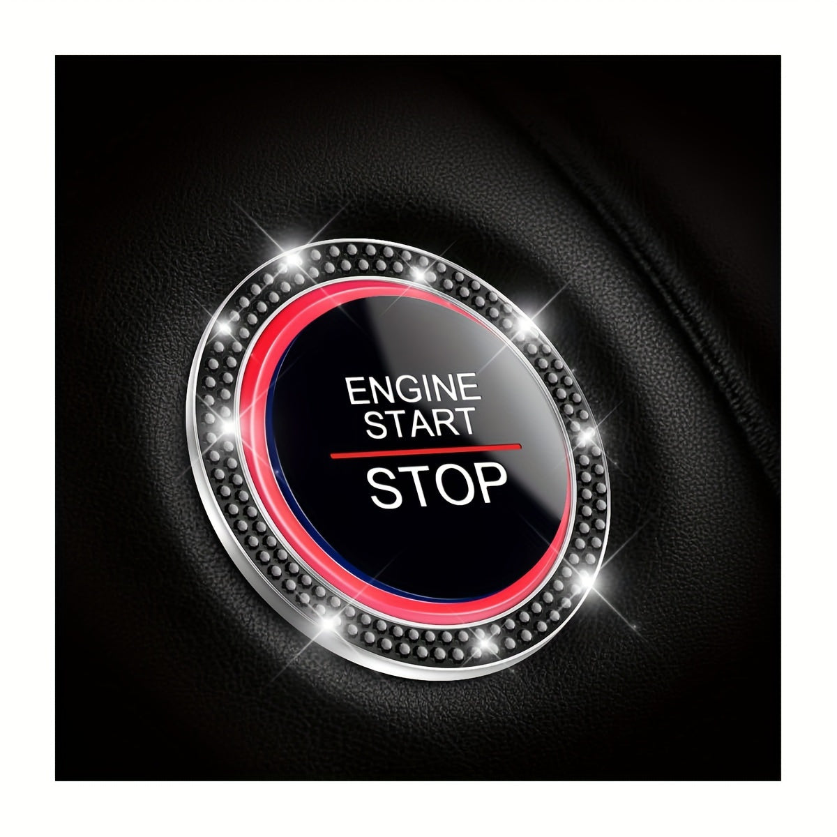 Car Push Start Button, Sparkling Car Interior Accessories for Women