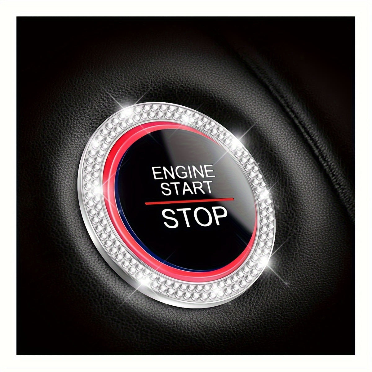 Car Push Start Button, Sparkling Car Interior Accessories for Women