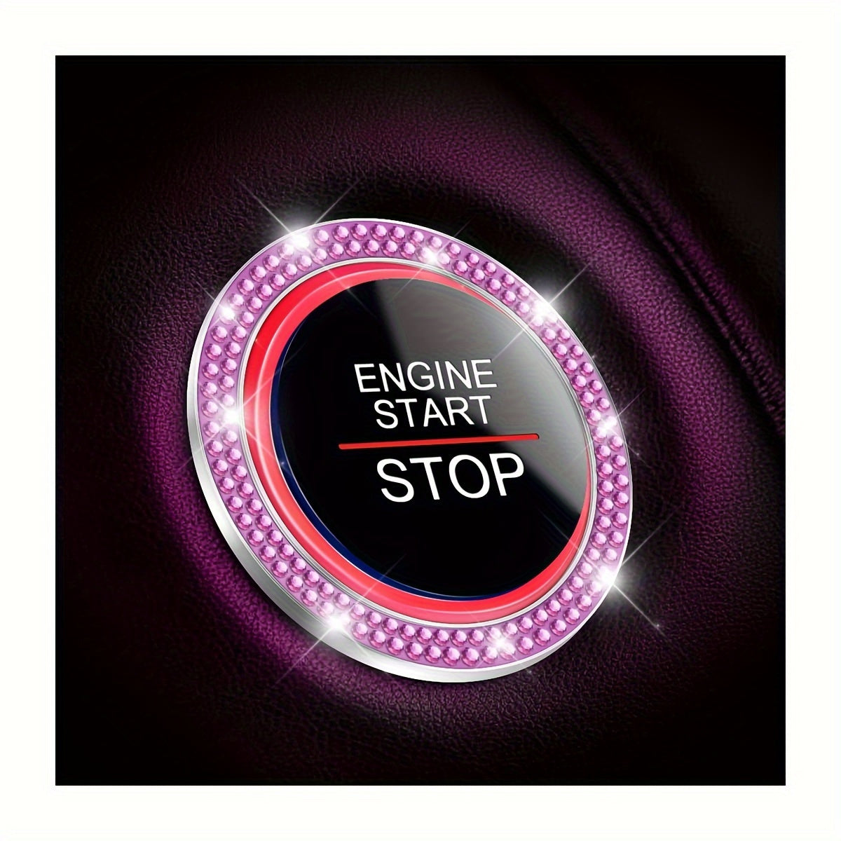 Car Push Start Button, Sparkling Car Interior Accessories for Women