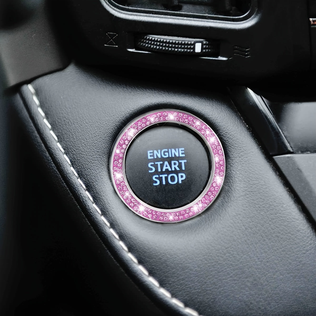 Car Push Start Button, Sparkling Car Interior Accessories for Women