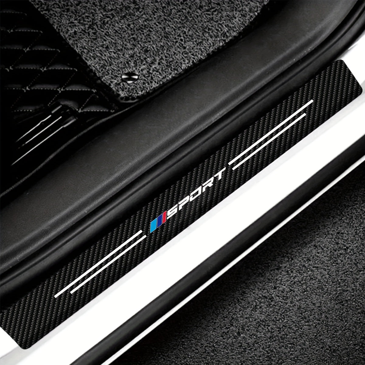 Premium Carbon Fiber-Style Leather Vinyl Door Sill & Rear Bumper Protector for BMW 1, 3, 5, 7, 2, 4, 6, X Series (X1, X3, X5, X6, X4)