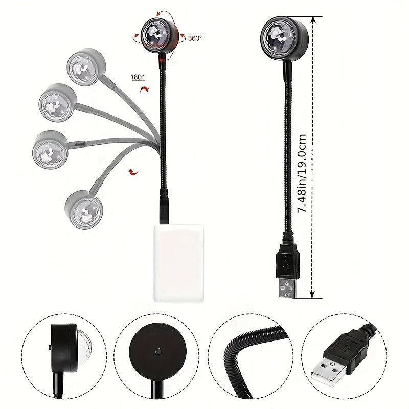 Sound Control Car Atmosphere USB Roof Lamp